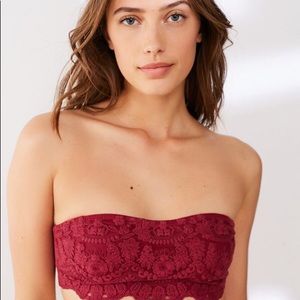 UO Out From Under Lace Bandeau bra wine NWOT
